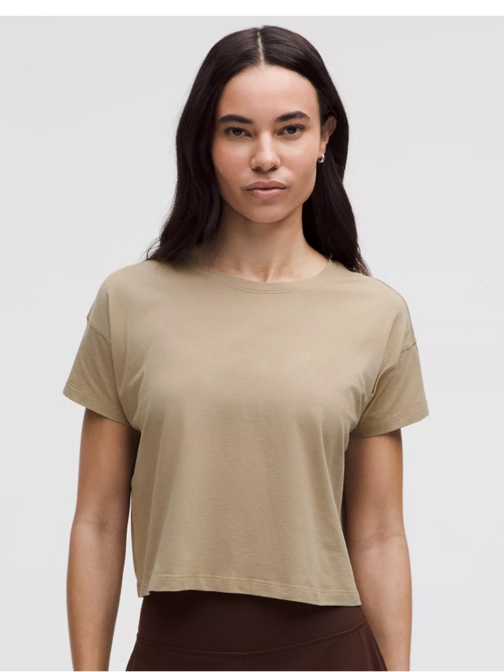 Lululemon Classic Boxy Crewneck Crop Tee - Tan